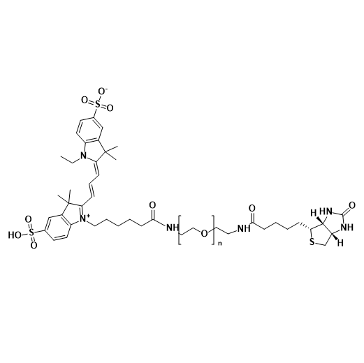 Cy3-PEG-Biotin，三甲川花菁染料-聚乙二醇-生物素