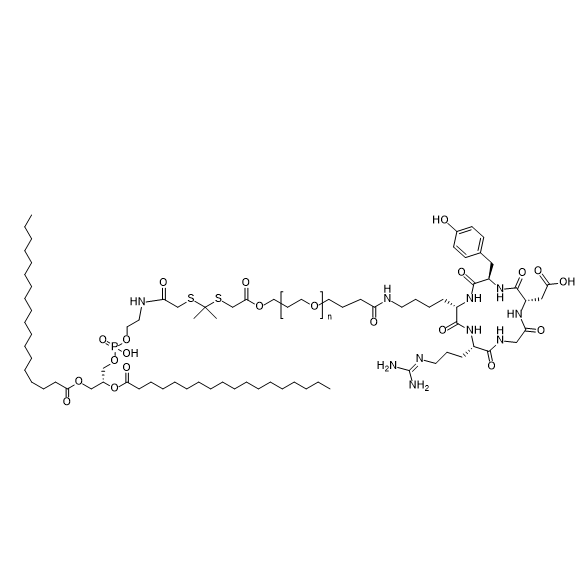 DSPE-TK-PEG-cRGD，二硬脂酰基磷脂酰乙醇胺-酮缩硫醇-聚乙二醇-c